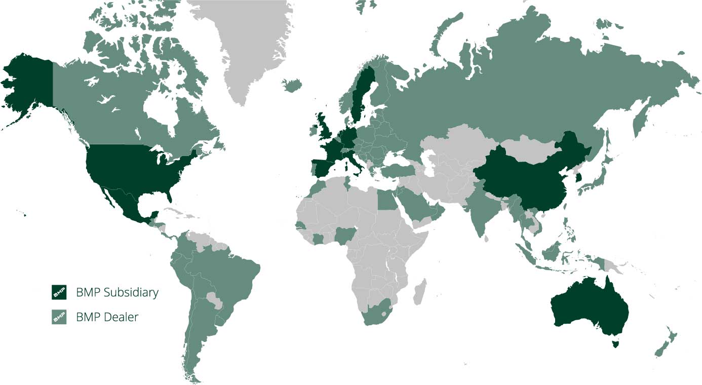 Mappa mondo BMP Group filiali rivenditori